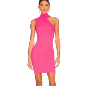 Alice + Olivia Vibrant Pink One Shoulder Dress
